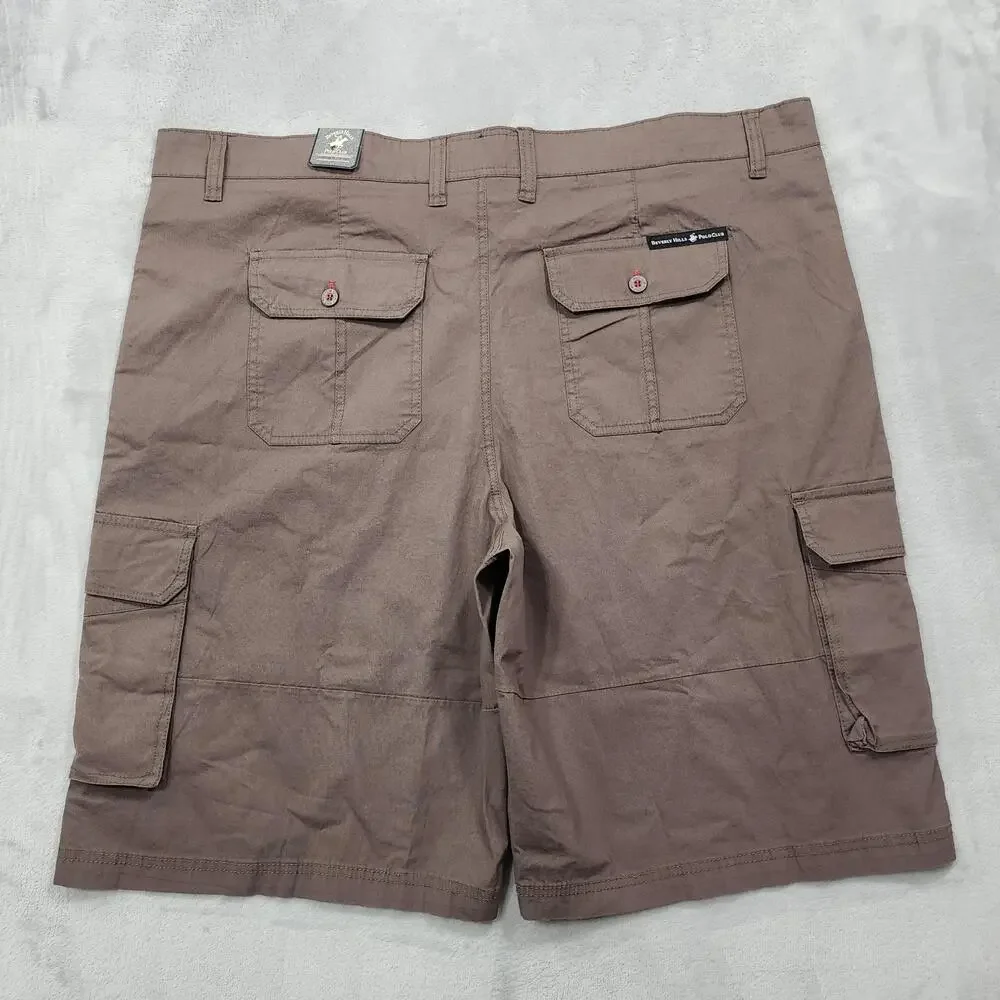 NEW Beverly Hills Polo Club Shorts Mens 44 Brown Cargo Modern Stretch Casual